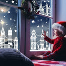 72" Christmas Window Clings,Winter House Window Decals White Simple Style Reusable Non Adhesive Street Scene Border Stickers for Home Cafe Shopping Mall Glass Door Christmas Decor