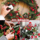 60 PCS Artificial Pine Branches Christmas Faux Pine Greenery Stems Red Holly Berries Fake Cedar Pine Needles Picks for Christmas Tree Wreath Garland  Holiday Home Decoration