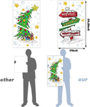 Christmas Window Clings Decorations,Extra Large Reusable Decals Rustic Curved Christmas Tree Arrow Yard Sign Stickers for Xmas Winter Holiday Home Office Party Glass Decor