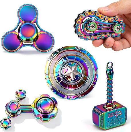 5 PCS Fidget Toy Set Adults & Teen, Sensory Handheld Gadgets Spinners, Cool Desk Toys for Office, Home, Travel, Perfect Classroom Prizes, Goodie Bag Fillers, Party Supplies