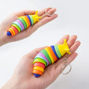 4 PCS Mini Fidget Slug Key-Chain Toys,3D Articulated Stretch Caterpillar Sensory Flexible Hand Toy, Ideal Party Favor Colorful Office Desk Pet Toys(Random Color)