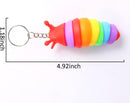 4 PCS Mini Fidget Slug Key-Chain Toys,3D Articulated Stretch Caterpillar Sensory Flexible Hand Toy, Ideal Party Favor Colorful Office Desk Pet Toys(Random Color)