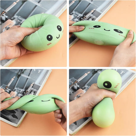 4 PCS Smiling face Colorful Dumpling Stress Balls Fidget Sensory Toy,Squeeze Dough Ball Stress Relief Hand Toy,Bun with Food Steamer Stretchy Desk Toys