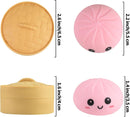 4 PCS Smiling face Colorful Dumpling Stress Balls Fidget Sensory Toy,Squeeze Dough Ball Stress Relief Hand Toy,Bun with Food Steamer Stretchy Desk Toys