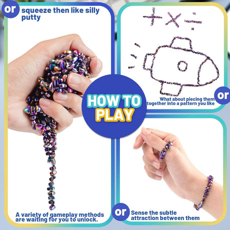 Fidget Toys for Teen Boys Adult, 500pc Metal Cool Gadgets Gift Quiet Office Desk Sensory Stress Fidgets Beads Stones Toy Anxiety Relief Items for Teen Girls ADHD Autism Autistic Ferrite Putty