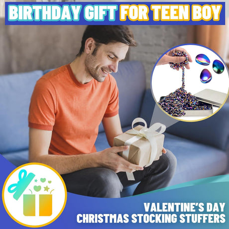 Fidget Toys for Teen Boys Adult, 500pc Metal Cool Gadgets Gift Quiet Office Desk Sensory Stress Fidgets Beads Stones Toy Anxiety Relief Items for Teen Girls ADHD Autism Autistic Ferrite Putty