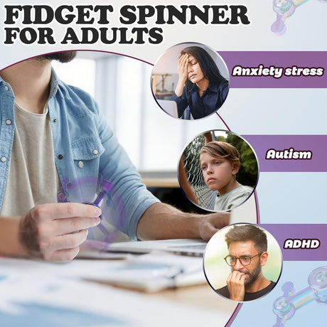 Fidget Spinner for Adults, Metal Silent Figette Office Desk Toy Quiet Cool Gadgets Gifts for Teen Boys Kid Anxiety Stress Relief Calm Down Sensory Autism Autistic ADHD Airplane Travel Need Must Have