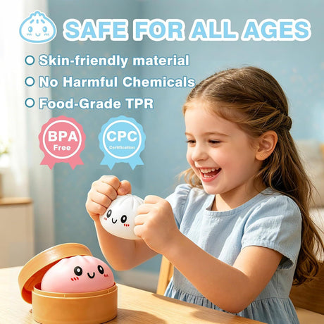 Dumpling Squishies, 2026 Newly Upgraded Dumpling Stress Ball, Squishy Dumpling Toy Mystery Box, Sensory Fidget Toys for Anxiety Relief, Perfect for Party Favors, Birthday Gifts & Desk Toys (White)