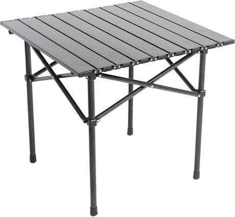 Portable Camping Table Folding Side Table Aluminum Lightweight Table with Carry Bag for Outdoor Cooking Hiking Picnics BBQ Travel (Black)