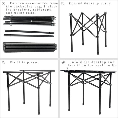 Portable Camping Table Folding Side Table Aluminum Lightweight Table with Carry Bag for Outdoor Cooking Hiking Picnics BBQ Travel (Black)