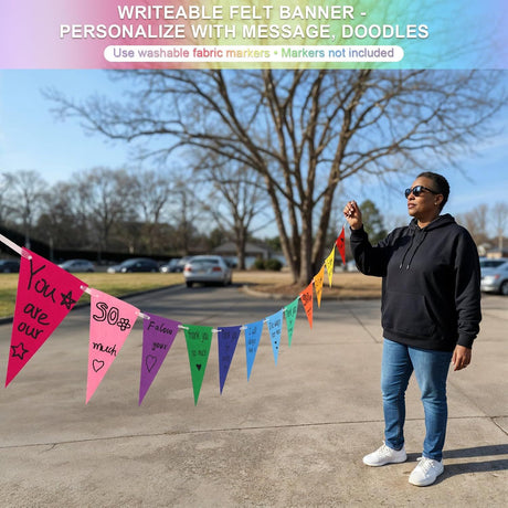 Pennant Banner Flags - 6-Pack Pre-Strung Rainbow Party Garland | Felt Triangle Bunting for Birthdays, Baby Showers, Weddings, Pride, Carnival and Festival Decorations