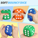 Large 3 Inch Foam Fidget Dice Toys, Jumbo Stress Toy Relief Big Dice, Squeeze Squishy Giant Large Fidgets Cube for Family Board Game Classroom Party Favors Bag Stuffer (3 Pack)