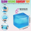 Giant Stress Cube - 3.15" Cube-Sensory Fidget Squeeze Toy with Super Solid Squish-Slow Rising Ice Cube Stress Balls-Stress Relief Hand Toy (Blue)