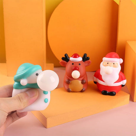 Squeeze Bubble Pop Stress Relief Toy 12-Pack Box Set - Cartoon Squishy Figure for Anxiety Relief - Santa + Snowman + Reindeer (4 Each) - Christmas Gift Set