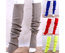 Women Elastic Solid Color Warm Thigh High Long Socks - Navy Blue