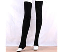 Women Elastic Solid Color Warm Thigh High Long Socks - Navy Blue