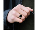Stylish Signet Rings for Men Male Pinky Ring with Black Square CZ StoneGold Color Stainless Steel Metal Jewelry US Size 10