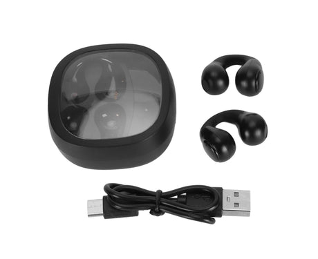 Language Translator Earbuds 144 Languages Bluetooth 5.3 Noise Reduction Wireless Device with Digital Display Black