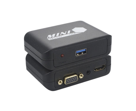 Compact 1080P USB3.0 to HDMI-compatible+VGA Adapter Video Converter for Laptop Computer Black