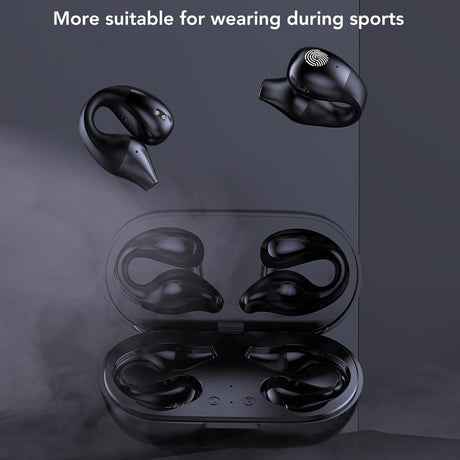 Open Ear Bluetooth Earbuds HiFi Noise Cancelling Waterproof Clip On Wireless Earphone for Cycling Driving Sports