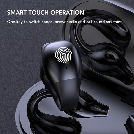 Open Ear Bluetooth Earbuds HiFi Noise Cancelling Waterproof Clip On Wireless Earphone for Cycling Driving Sports