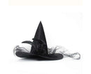 Halloween Witch Hat - Halloween Costume Witches Hats for Women attached with Roses & Feathers-Black