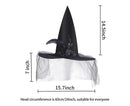 Halloween Witch Hat - Halloween Costume Witches Hats for Women attached with Roses & Feathers-Black