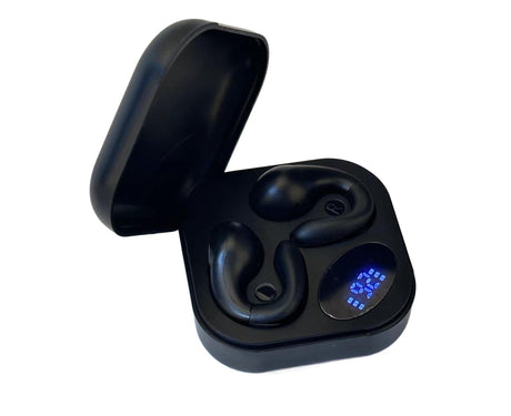 Ear Clip Bluetooth Earbuds HiFi Sound Open Ear Wireless Earphones with Power Display for Sports Running Black