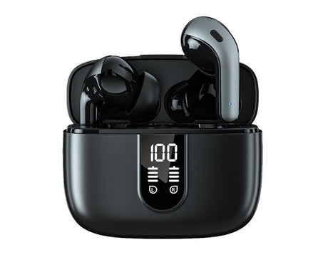 True Wireless Earbuds - LED Power Display - Bluetooth Earphones with Charging Case and Mic