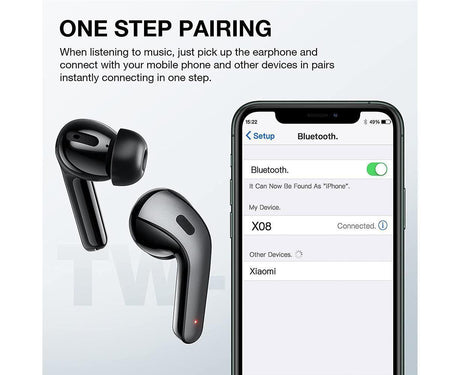 True Wireless Earbuds - LED Power Display - Bluetooth Earphones with Charging Case and Mic