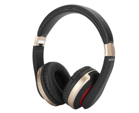 Foldable Bluetooth Headset Wireless Over Ear Stereo Headsets with Mic Gaming HeadphoneGold