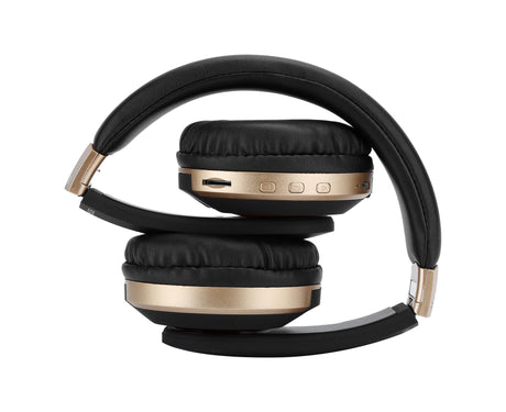 Foldable Bluetooth Headset Wireless Over Ear Stereo Headsets with Mic Gaming HeadphoneGold