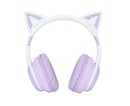 Cat Ear Bluetooth Gaming Headphones Wireless Foldable Music Headset with LED Light Detachable Microphone 3.5mm Cable Purple