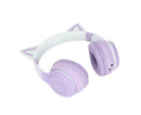 Cat Ear Bluetooth Gaming Headphones Wireless Foldable Music Headset with LED Light Detachable Microphone 3.5mm Cable Purple