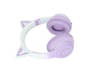 Cat Ear Bluetooth Gaming Headphones Wireless Foldable Music Headset with LED Light Detachable Microphone 3.5mm Cable Purple