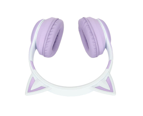 Cat Ear Bluetooth Gaming Headphones Wireless Foldable Music Headset with LED Light Detachable Microphone 3.5mm Cable Purple