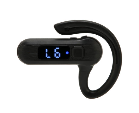 Single Ear Bone Conduction Headset Digital Display Voice Control Answering Wireless Earphone for Sports Business Black