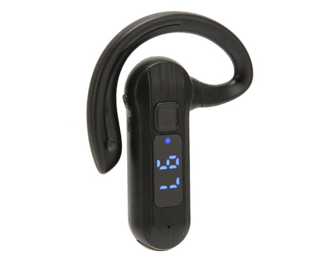 Single Ear Bone Conduction Headset Digital Display Voice Control Answering Wireless Earphone for Sports Business Black