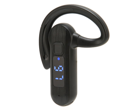 Single Ear Bone Conduction Headset Digital Display Voice Control Answering Wireless Earphone for Sports Business Black