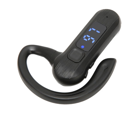 Single Ear Bone Conduction Headset Digital Display Voice Control Answering Wireless Earphone for Sports Business Black