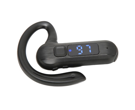 Single Ear Bone Conduction Headset Digital Display Voice Control Answering Wireless Earphone for Sports Business Black