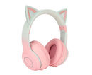 Cat Ear Bluetooth Gaming Headphones Wireless Foldable Music Headset with LED Light Detachable Microphone 3.5mm Cable Pink