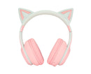 Cat Ear Bluetooth Gaming Headphones Wireless Foldable Music Headset with LED Light Detachable Microphone 3.5mm Cable Pink