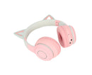 Cat Ear Bluetooth Gaming Headphones Wireless Foldable Music Headset with LED Light Detachable Microphone 3.5mm Cable Pink
