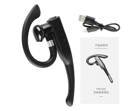 Wireless Bluetooth Earpiece Noise Reduction Lightweight HD Voice IPX7 Waterproof Bluetooth 5.1 Headset for Business YYK 525 Simple Version