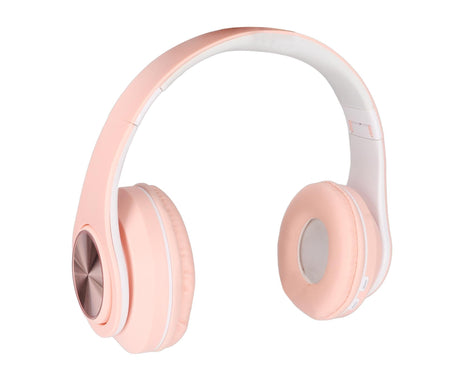 Bluetooth Headset Noise Reduction Foldable Over Ear Wireless Headphone with Colorful Light for Phone Laptop Pink