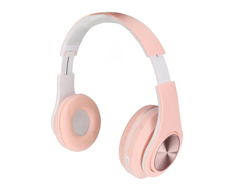 Bluetooth Headset Noise Reduction Foldable Over Ear Wireless Headphone with Colorful Light for Phone Laptop Pink