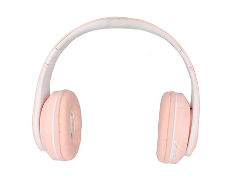 Bluetooth Headset Noise Reduction Foldable Over Ear Wireless Headphone with Colorful Light for Phone Laptop Pink
