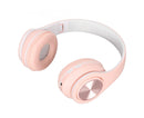 Bluetooth Headset Noise Reduction Foldable Over Ear Wireless Headphone with Colorful Light for Phone Laptop Pink