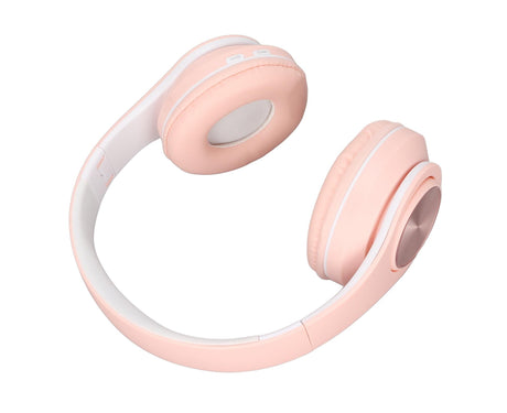 Bluetooth Headset Noise Reduction Foldable Over Ear Wireless Headphone with Colorful Light for Phone Laptop Pink